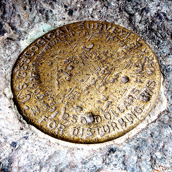 Summit marker for Mount Marcy New York's high point